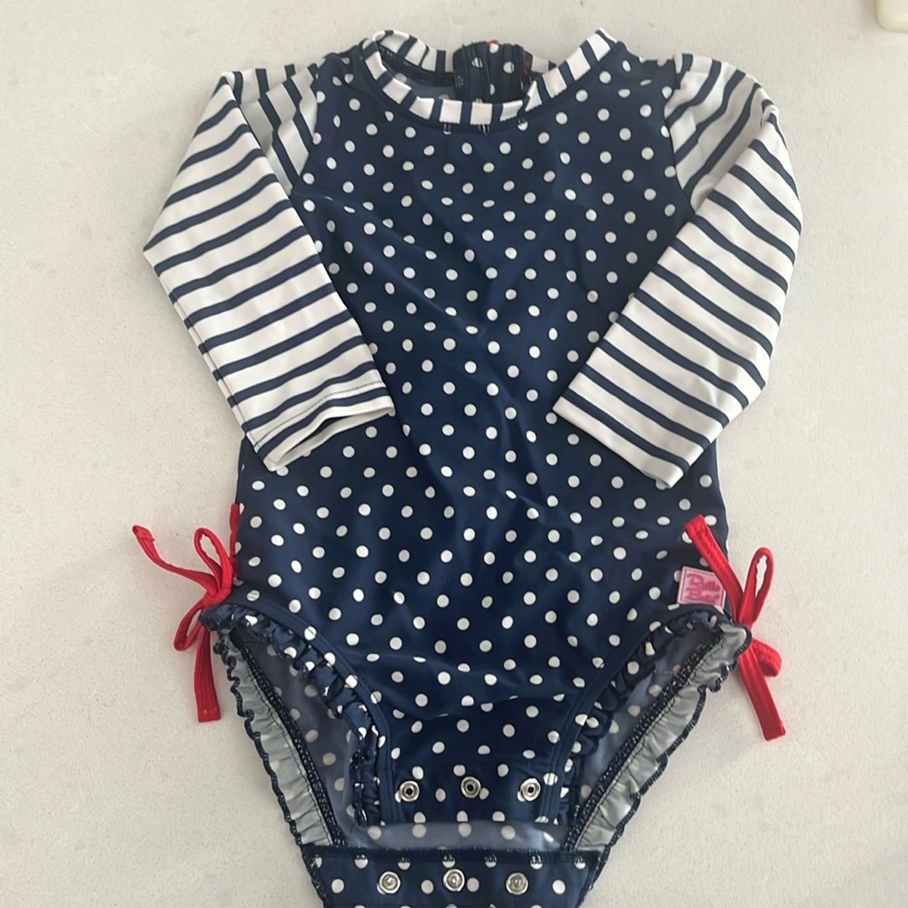RuffleButts® Baby/Toddler Girls Long Sleeve One Piece Swimsuit